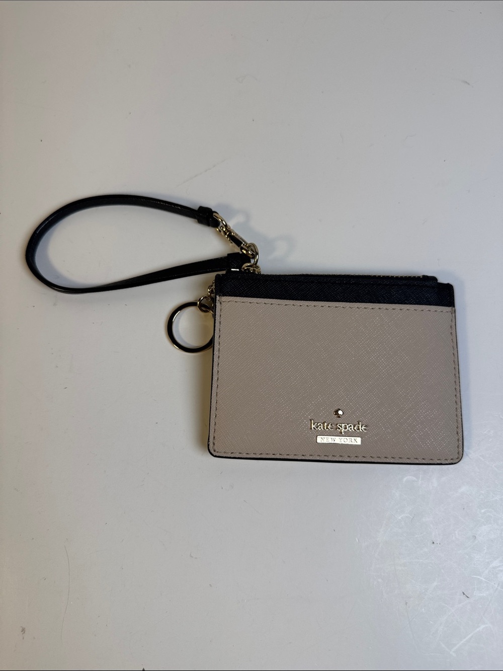Kate Spade Cameron Street Lalena Tusk/Black Mini Wallet Card Case With Coin Zip